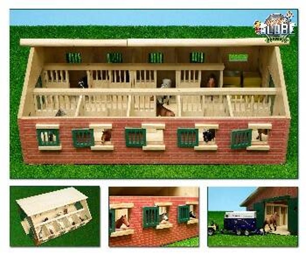 Paardenstal met 9 paarden boxen 62x42,5x22cm - 1:32