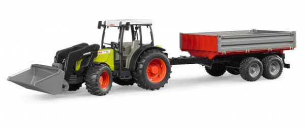 Bruder Claas Nectis met voorlader en aanhanger - 1:16
