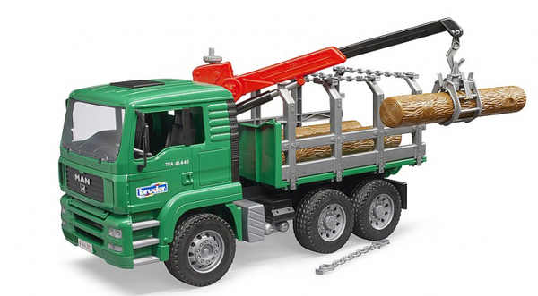 Bruder Man Houttransporttruck met kraan - 1:16