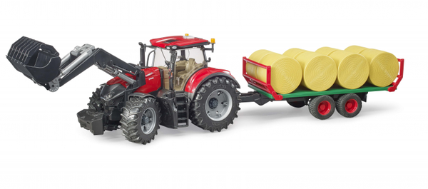Bruder Case Ih Optum met voorlader en balentransporter - 1:16