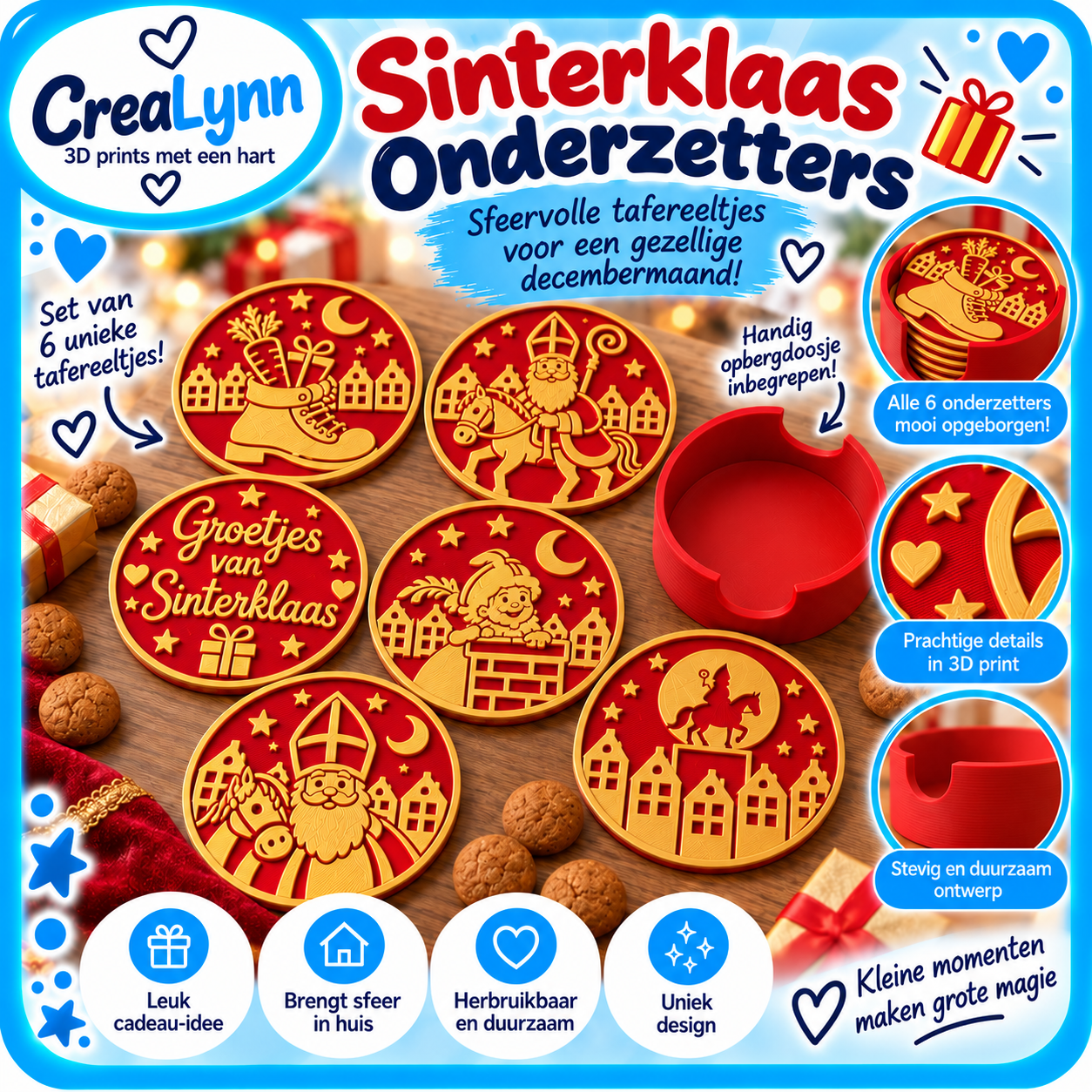 Sinterklaas - Onderzetter 6-delige set