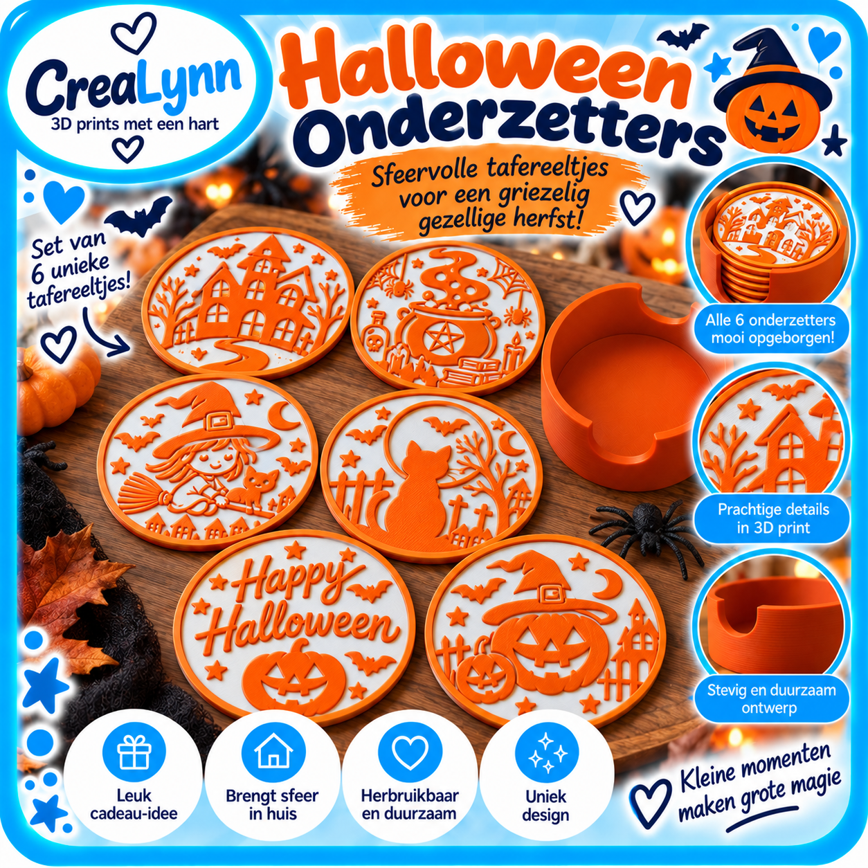 Halloween - Onderzetter 6-delige set