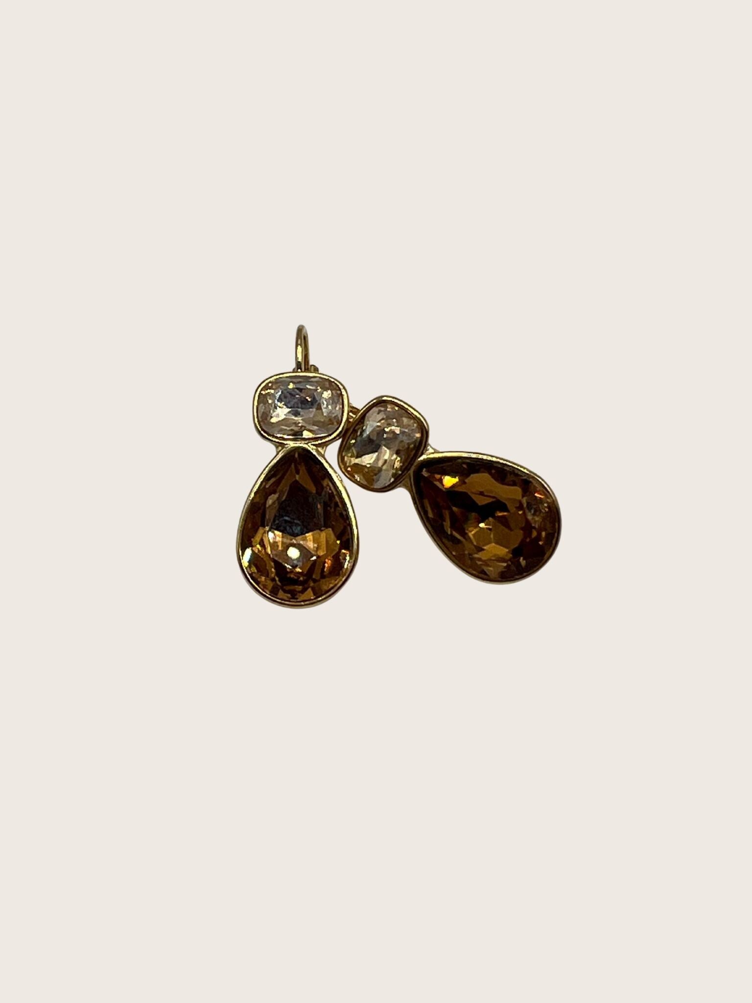 Oorbel met bruin- champagne kristallen - 2025084