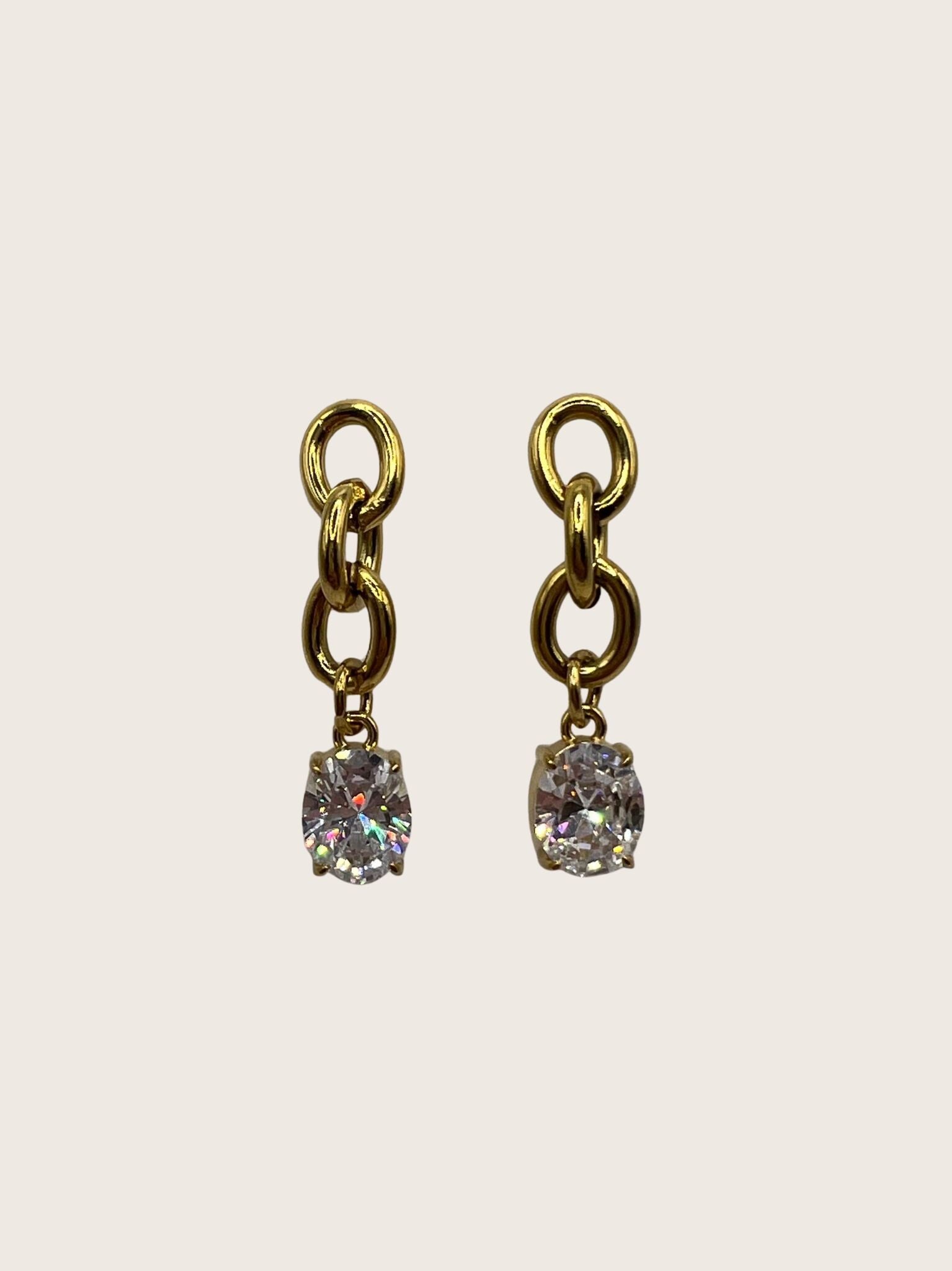 Oorbel goud en kristal  - 2025092