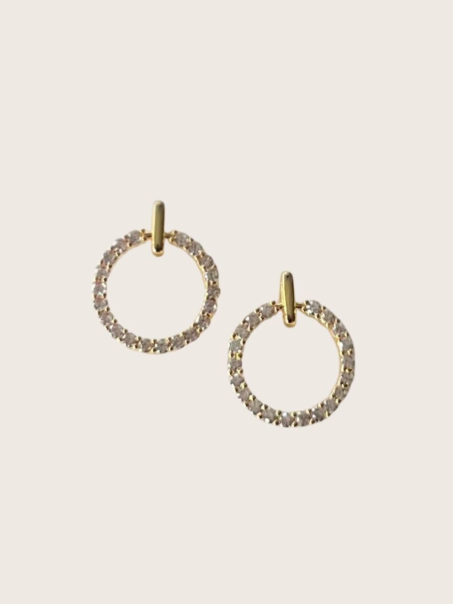 Oorsteker rond met kristal steentjes - 2025093