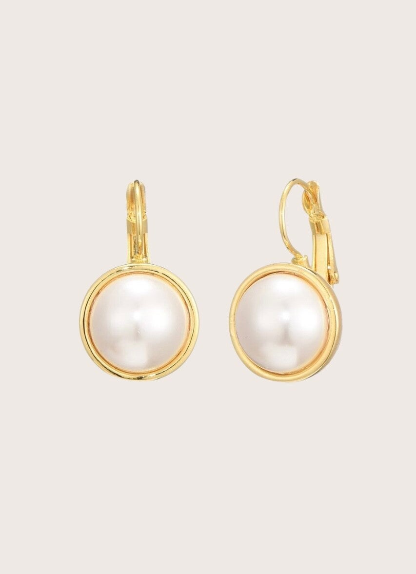 Oorbel goud met imitatie parel  - 2025094