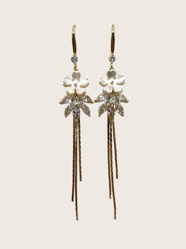 Oorhanger bloem met kristal  - 2025097