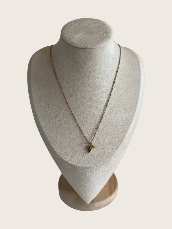 Ketting gouden hart en klein kristalletje - 2025310