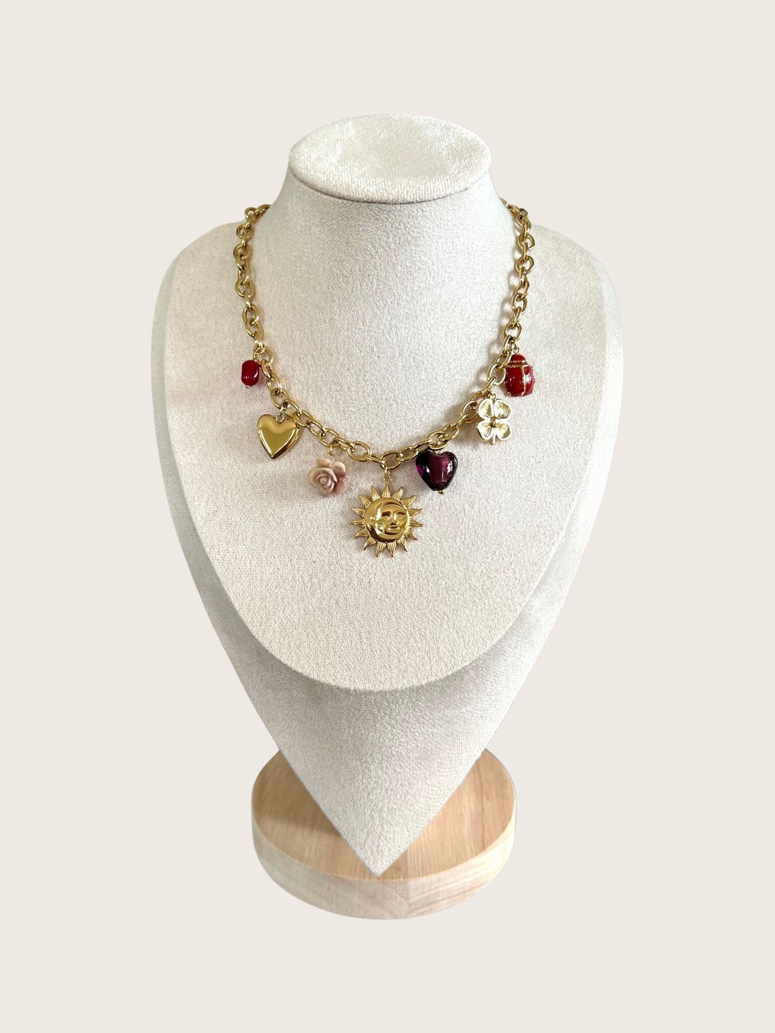 Ketting Bohm Paris met paars- rode bedels - 2025320