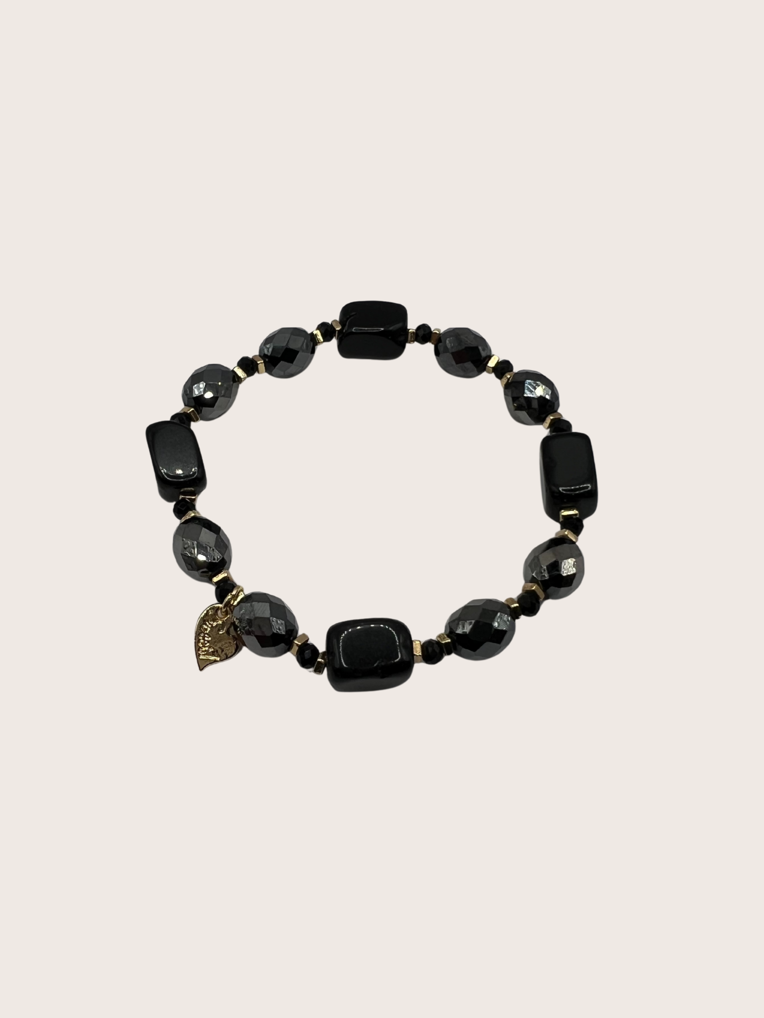 Armband elastisch met zwarte kralen - 2025506