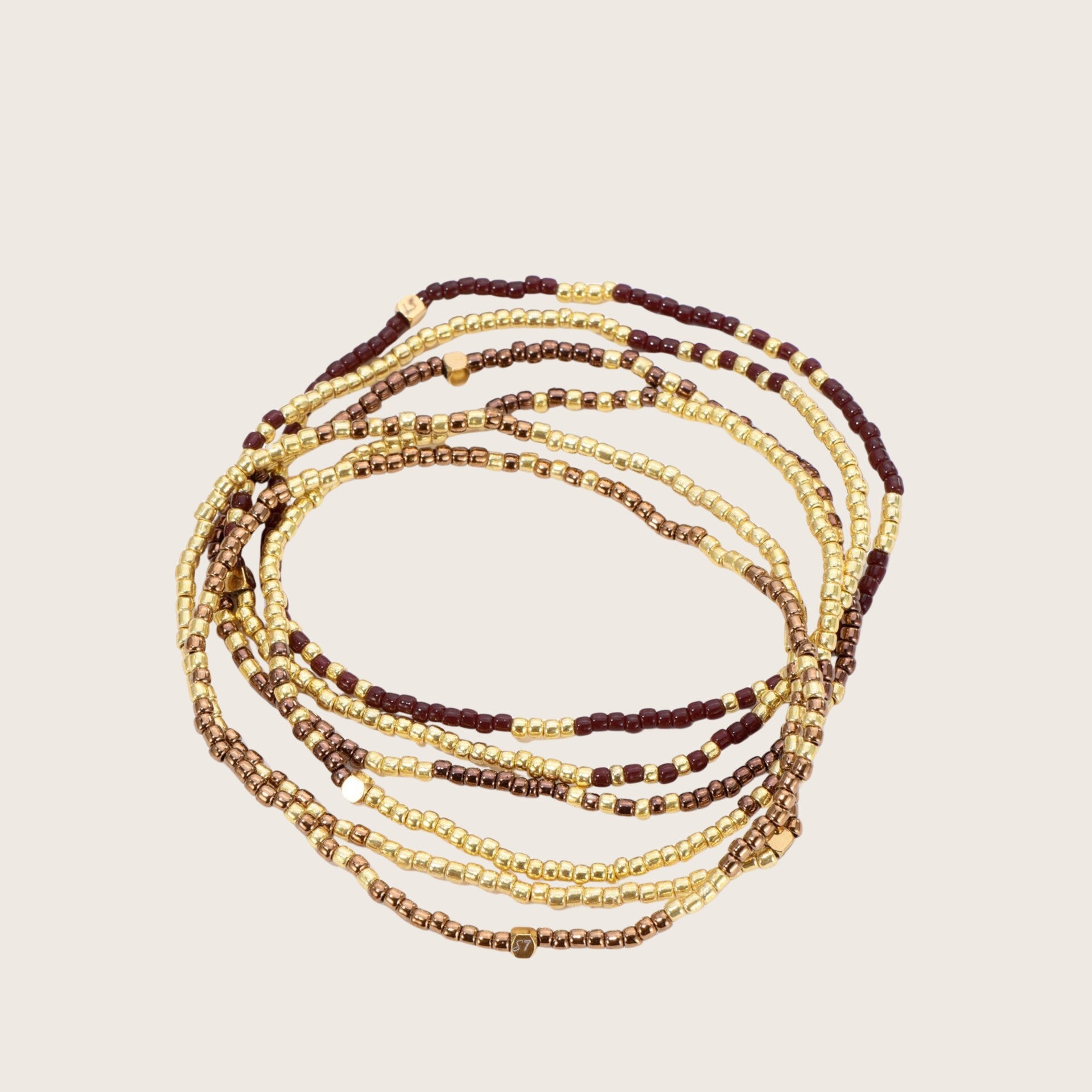 Armbanden set elastisch bruin - 2025520