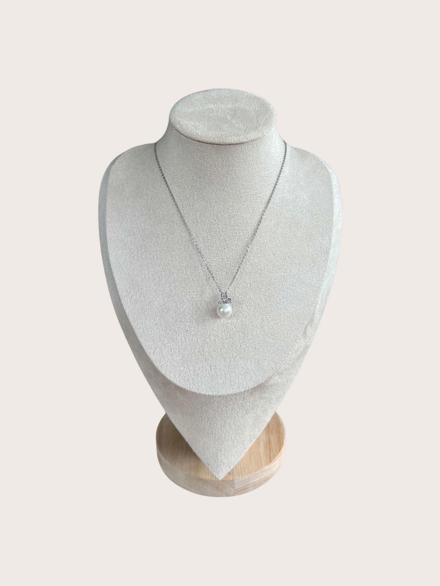Ketting met parel en zirkonia bloem - 2025Z105