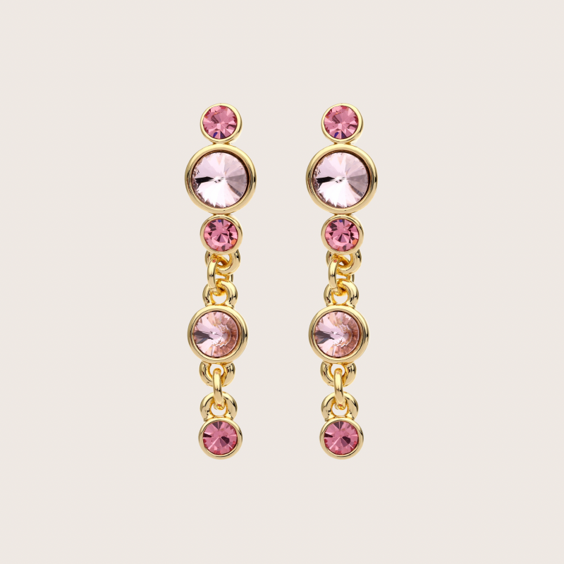 Oorsteker roze met kristal van Be Jewels - 2026101