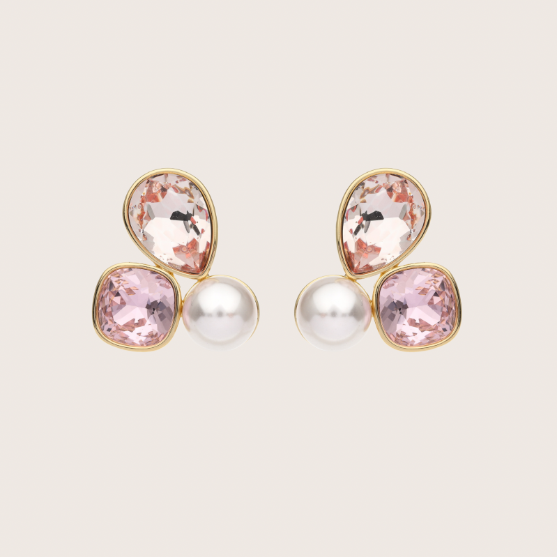 Oorsteker licht roze met parel van Be Jewels - 2026103