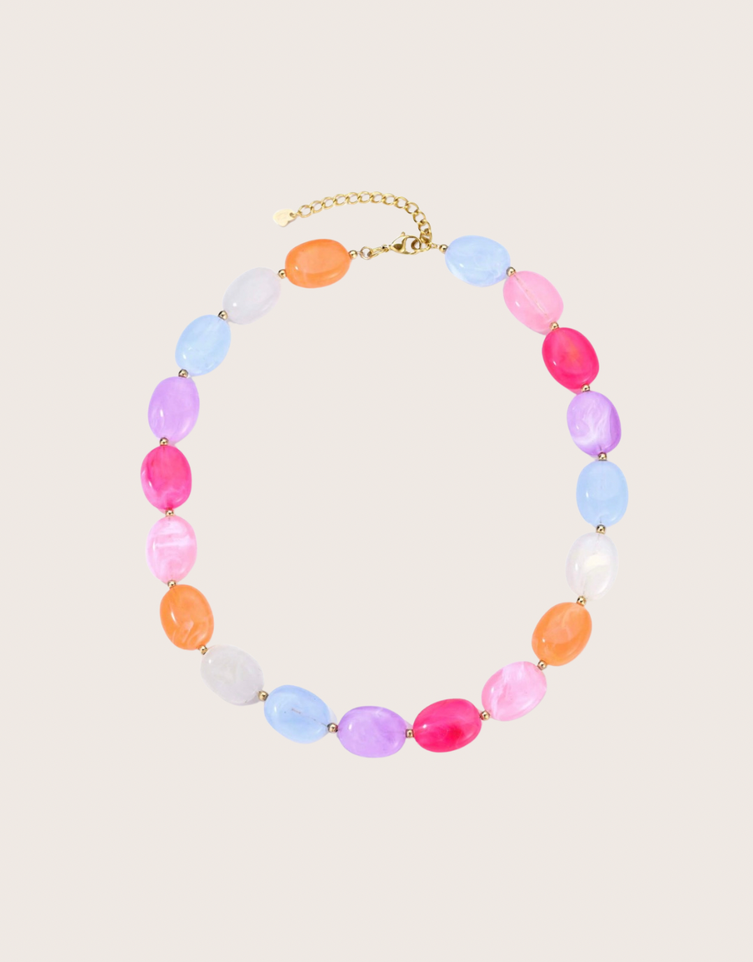 Ketting multi color kralen (plat) - 2026305