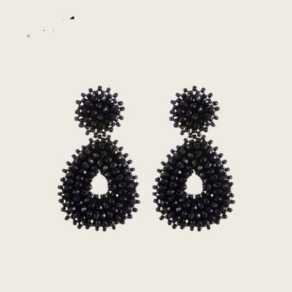 Oorbel met glaskralen zwart - 2025074
