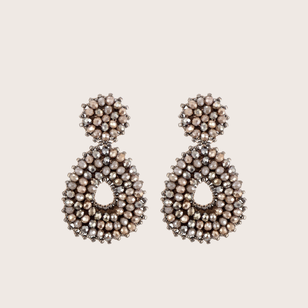 Oorbel met glaskralen lichtbruin - 2025072