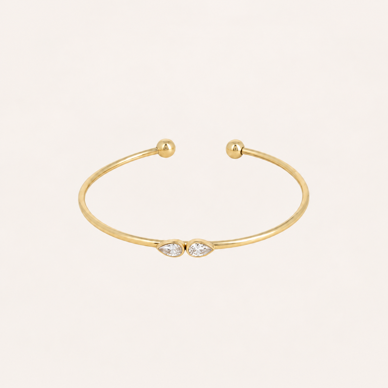 Bangle goud met 2 kristallen Bohm Paris