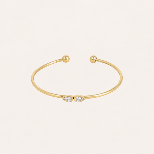 Bangle goud met 2 kristallen Bohm Paris