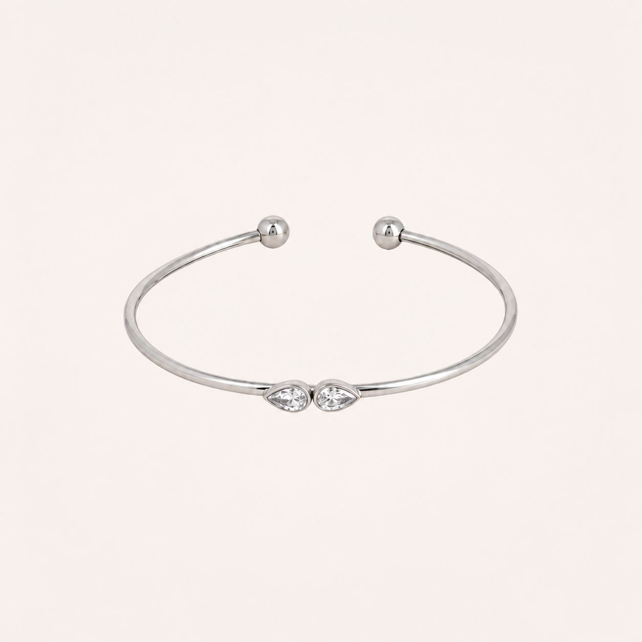 Bangle zilver met 2 kristallen Bohm Paris