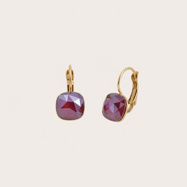 Béa oorbellen van Bohm Paris met Swarovski kristal Dark Red