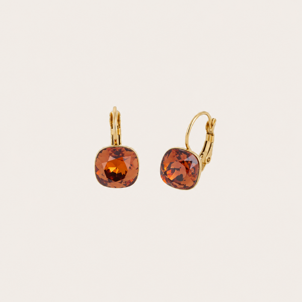 Béa oorbellen van Bohm Paris met Swarovski kristal Smoked Topaz