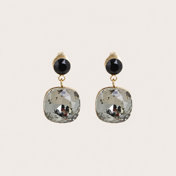 Hangende oorbellen van Bohm Paris met Swarovski kristal Black Daimond