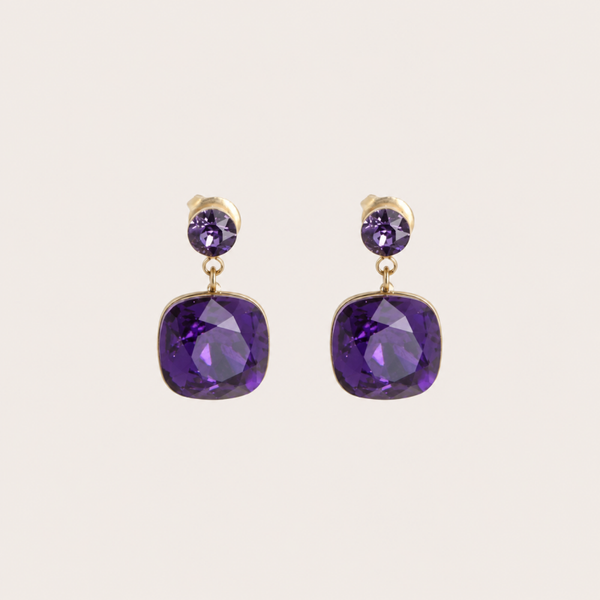 Hangende oorbellen van Bohm Paris met Swarovski kristal Purple