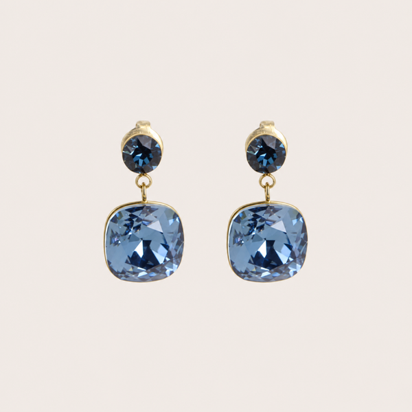 Hangende oorbellen van Bohm Paris met Swarovski kristal Denim bleu
