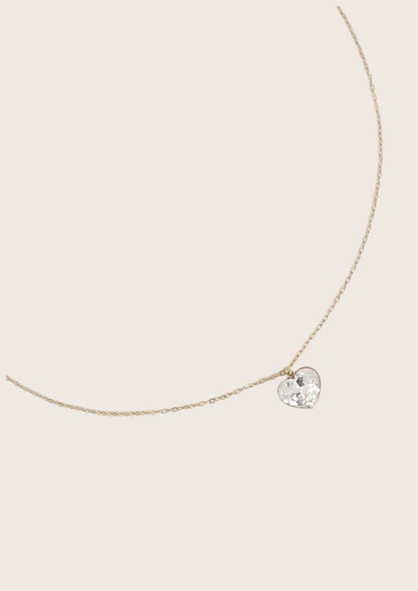 Hartjes ketting met Swarovski kristal (verschillende kleuren)
