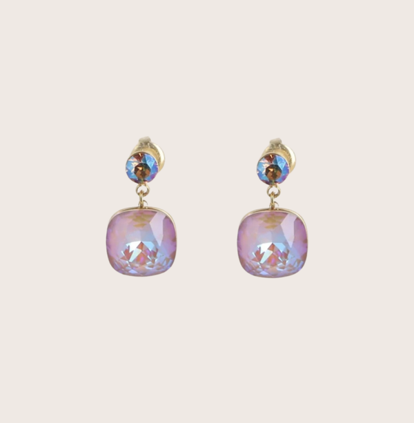 Hangende oorbellen met Swarovski kristal Cappuccino
