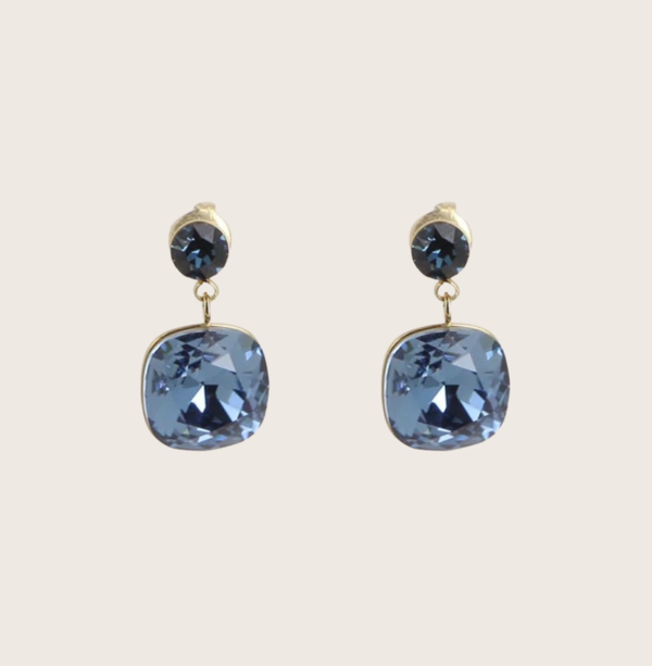 Hangende oorbellen met Swarovski kristal Denim bleu