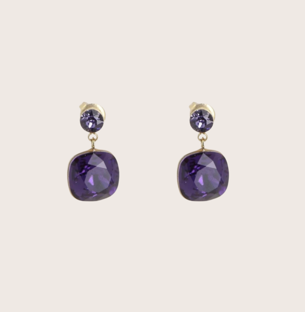 Hangende oorbellen met Swarovski kristal Purple