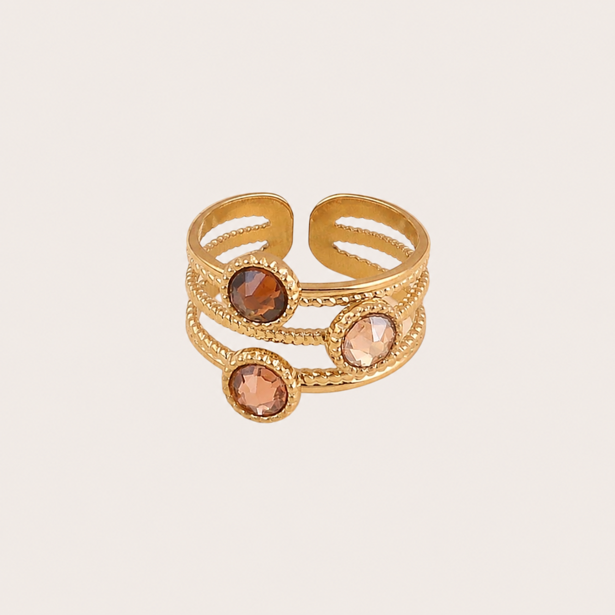 Ring van Bohm Paris met Swarovski kristal Smoked Topaz