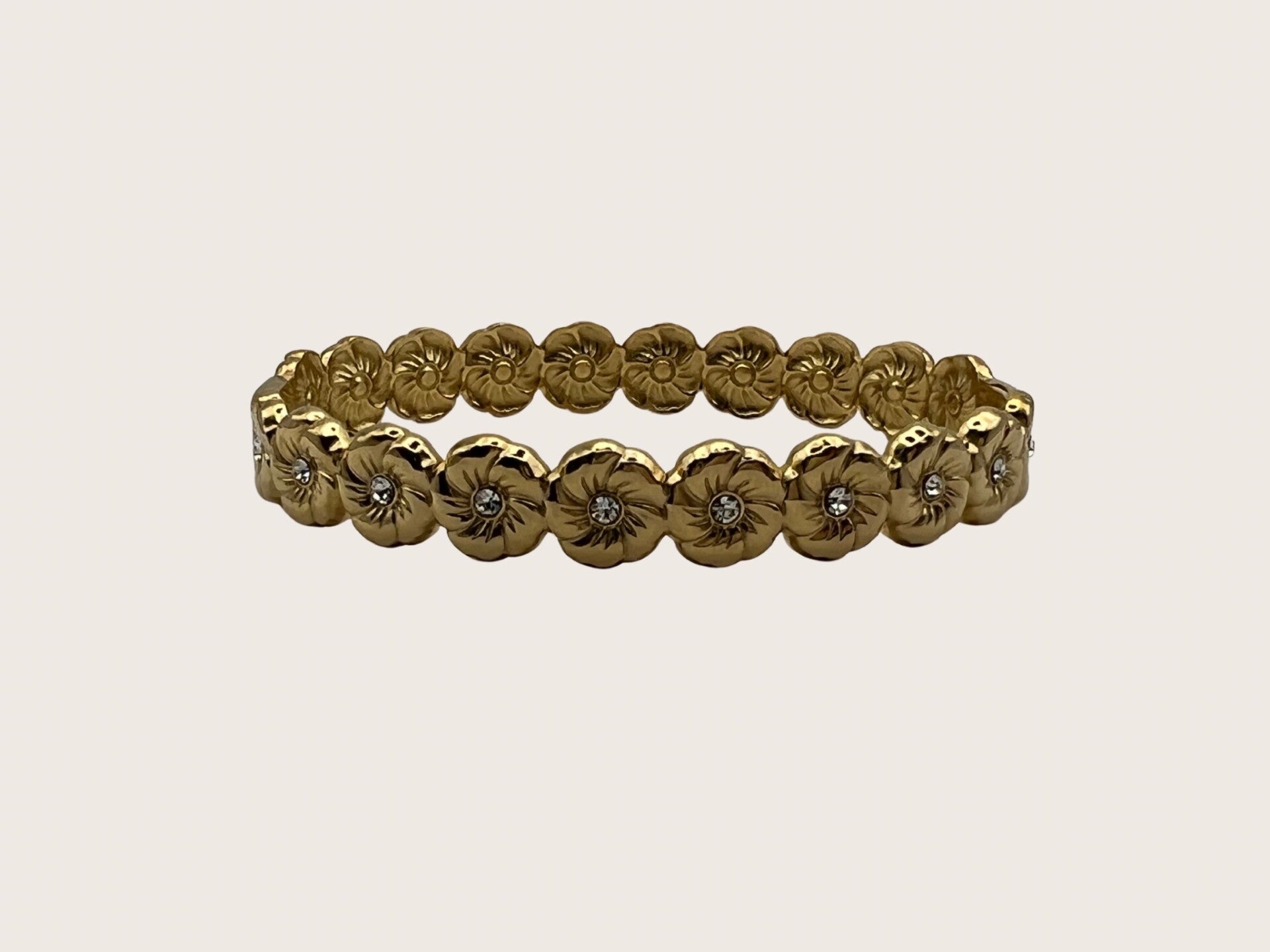 Armband gouden bloemen met kristallen - 2025503