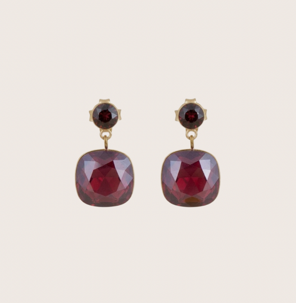 Hangende oorbellen met Swarovski kristal Bordeaux
