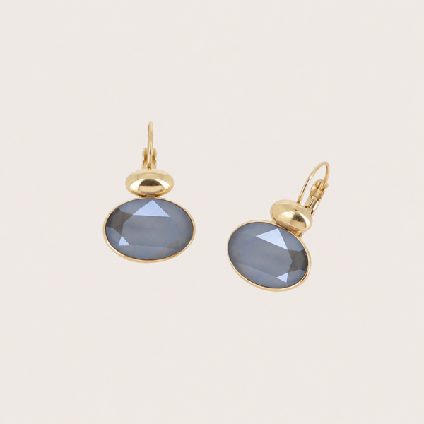Vivine oorbellen van Bohm Paris met Swarovski kristal Dark Grey