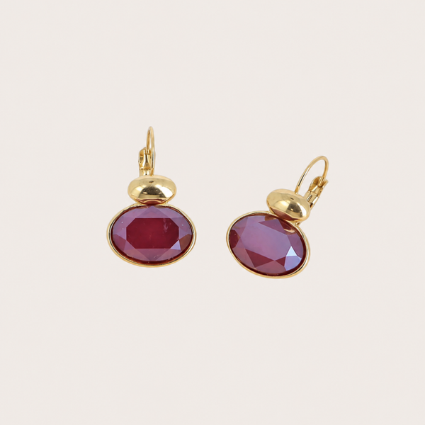 Vivine oorbellen van Bohm Paris met Swarovski kristal Dark Red