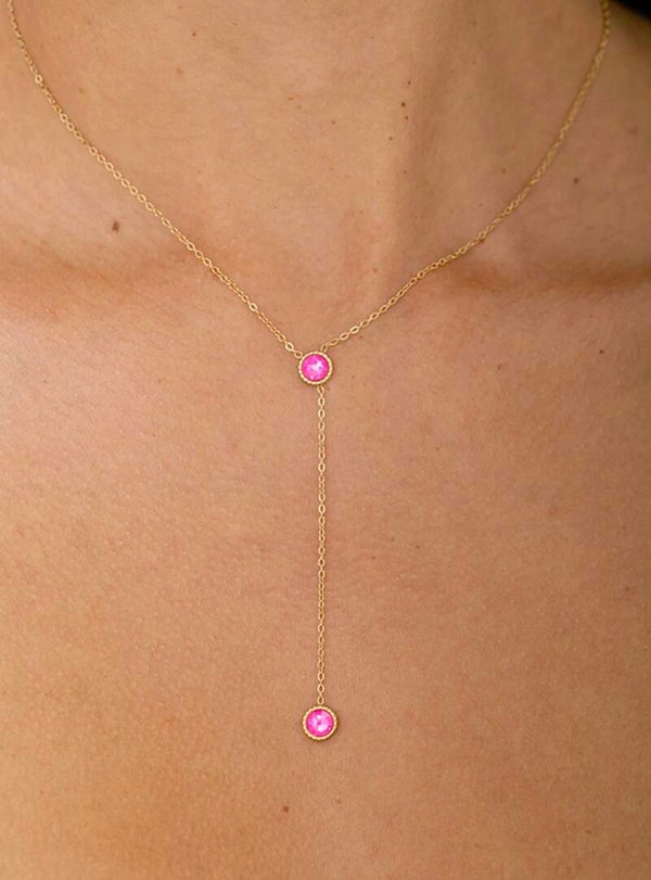 Y-ketting met Swarovski kristal (verschillende kleuren)