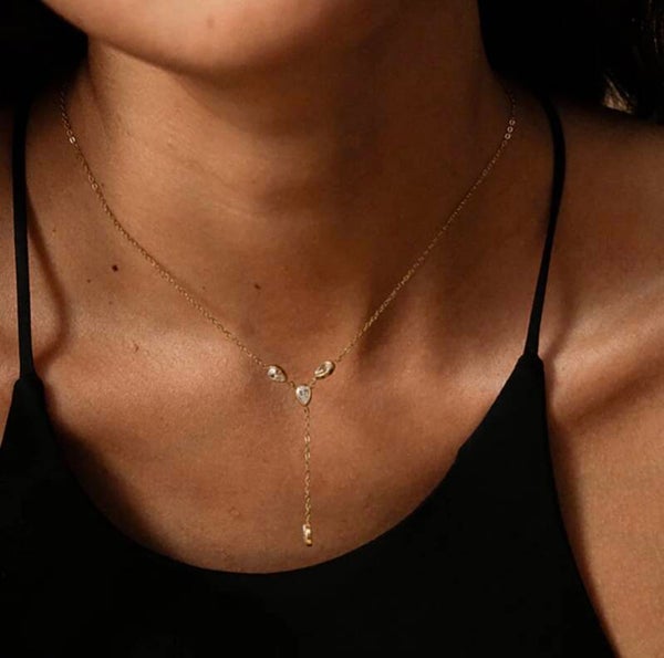 Y-ketting zilver Siena met Zirkonia druppels  - Ykzz2026