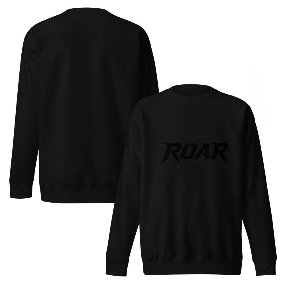 Premium Pullover mit DTFlex ROAR Logo.  EST.2026 Schriftzug in Schwarz