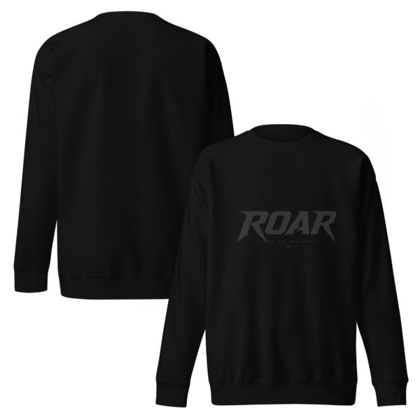 Premium Pullover mit DTG Druck ROAR Logo. EST.2026 Schriftzug in Schwarz