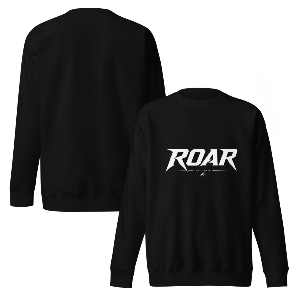 Premium Pullover mit DTFlex ROAR Logo. EST. 2026 Schriftzug in Weiß