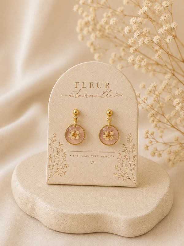 ✨ Boucles d’oreilles “Fleur Éternelle” – Gypsophile ✨