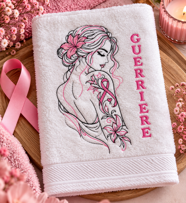 🩷 Serviette éponge personnalisée – Octobre Rose
