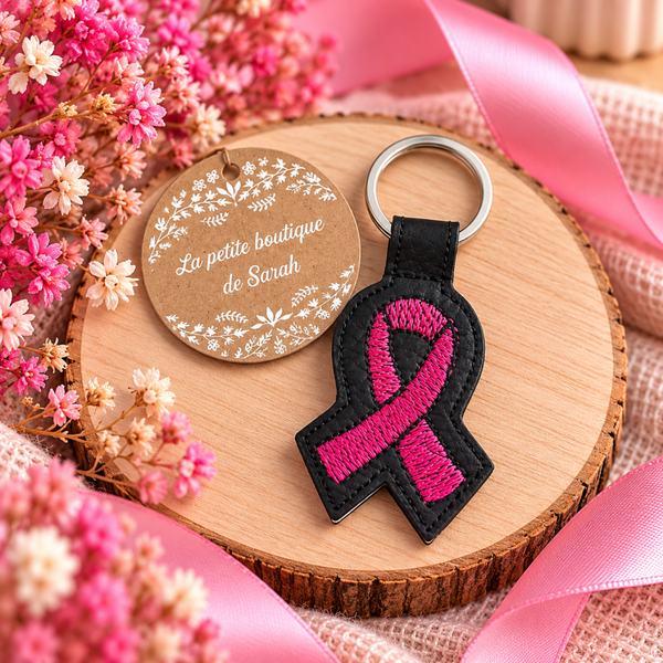 🎀 Porte-clés Ruban Octobre Rose