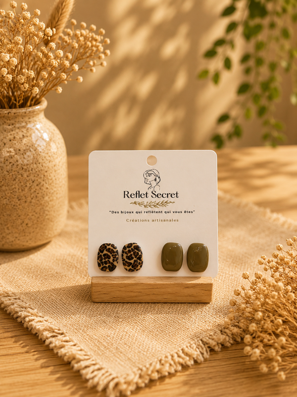 🦌 Collection Fauve – Duo de Puces d’oreilles