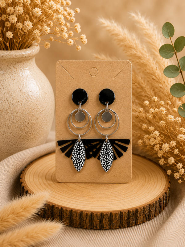 Boucles d’oreilles Graphique Noir & Blanc 🖤🤍
