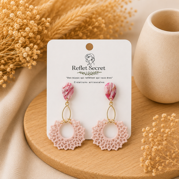 Boucles d’oreilles «  la vie en rose »