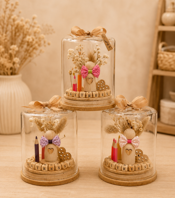 🌸 Cloche décorative “Maîtresse” – Cadeau de fin d’année 🌸